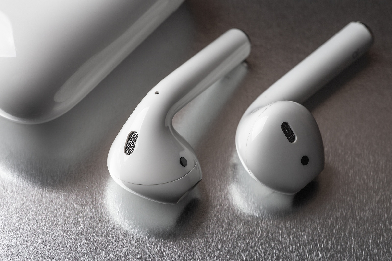 Moscow, Russia - Circa December 2018: Apple AirPods - wireless bluetooth earphones or headphones, use with Iphone, Ipad or Mac