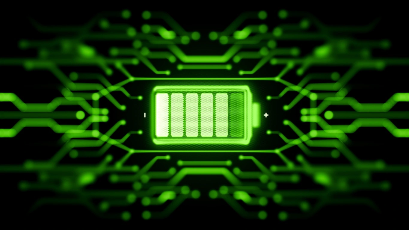 Abstract battery supply digital concept