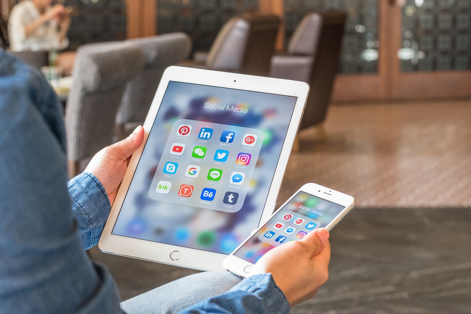 BANGKOK, THAILAND - July 31, 2018: Social media app icons on Ipad, Iphone 7 smart phone touchscreen mobile internet technology lifestyle in digital 4.0 age.