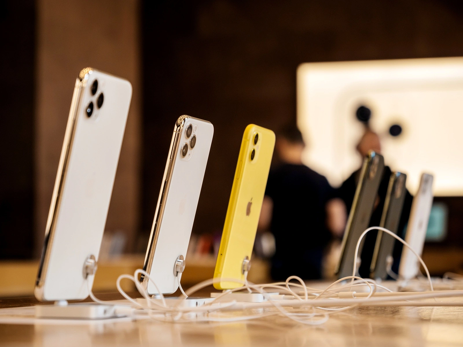 Paris, France - Sep 20, 2019: The iPhone 11, 11 Pro and Pro Max are displayed as the smartphone by Apple Computers goes on sale rear view of triple-camera
