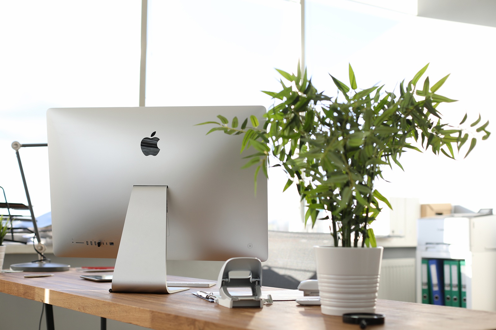Minsk, Belarus - September 25, 2019: Modern pc apple imac on office table. Illustrative editorial.