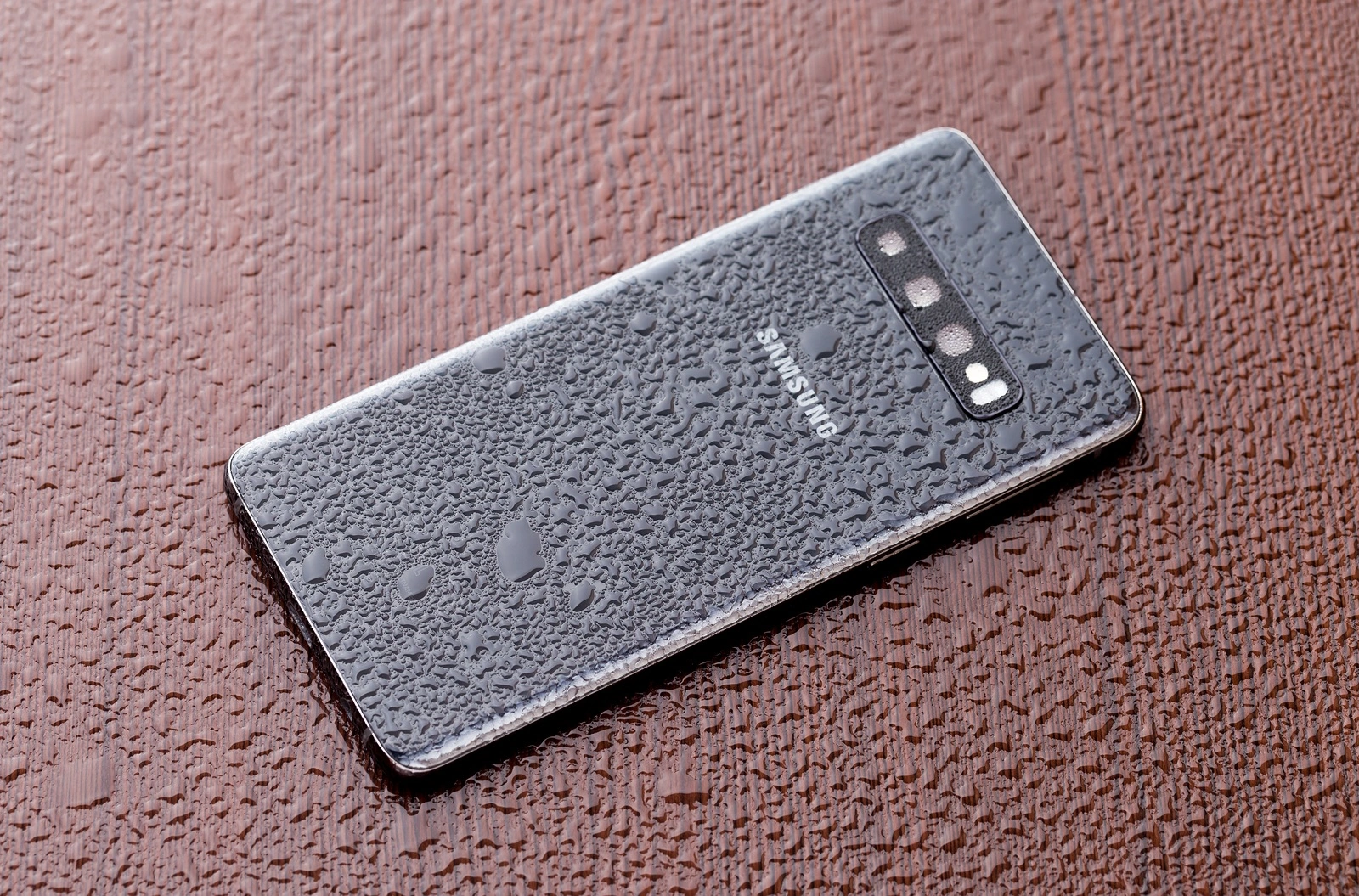 Rostov-on-Don, Russia - March 2019. Samsung Galaxy S10 on a wooden surface.The new Samsung smartphone on a wooden surface.