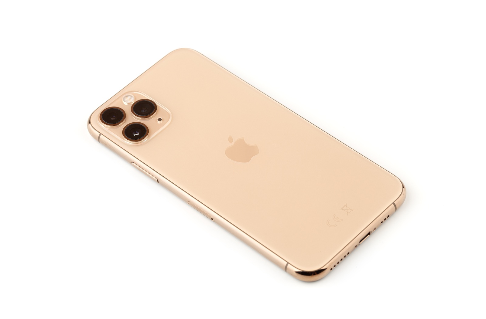 Rostov-on-Don, Russia - October 2019. Apple iPhone 11 Pro on a white background. New smartphone from the company Apple close-up.Smartphone and box from it on a white background.