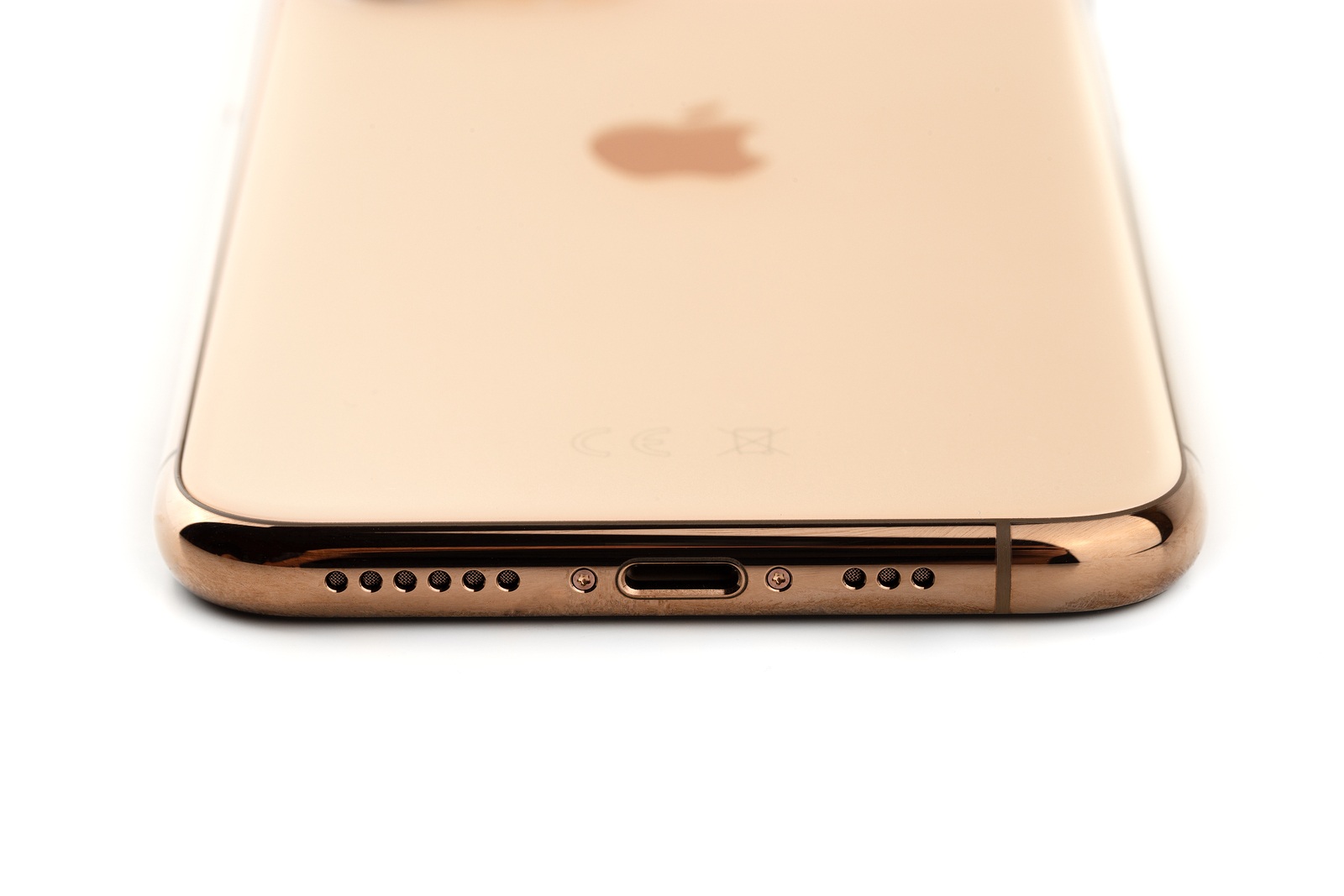 Rostov-on-Don, Russia - October 2019. Apple iPhone 11 Pro on a white background. New smartphone from the company Apple close-up.Smartphone and box from it on a white background.
