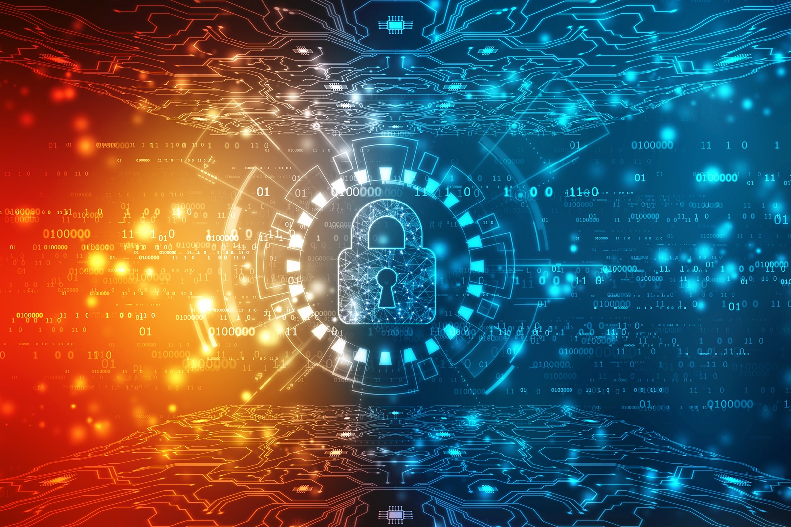 Security concept: Lock on technology background, cyber security concept background. 3d rendering