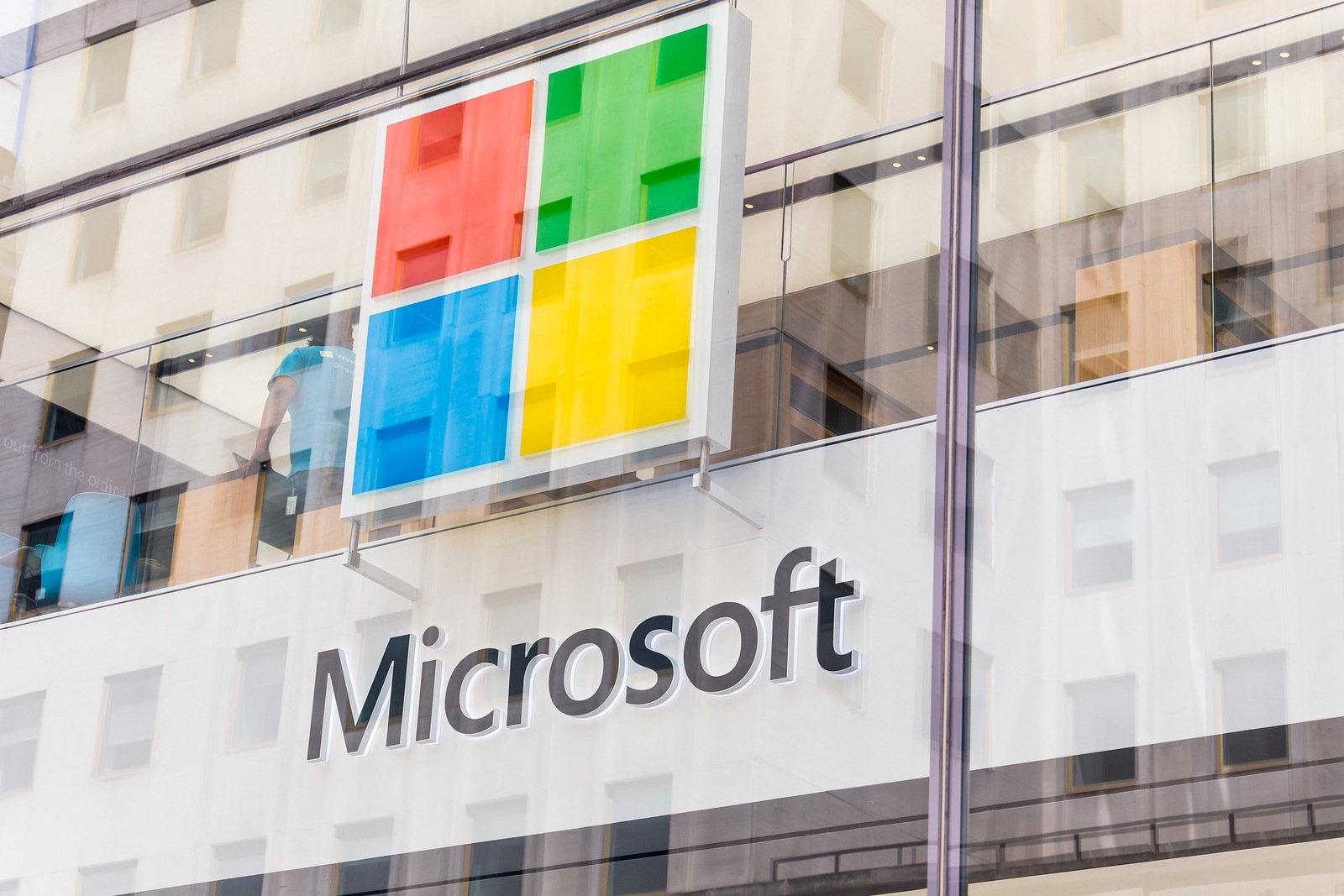 NEW YORK, USA - MAY 15, 2019: Microsoft store in Manhattan. Microsoft is world's largest software maker dominant in PC operating systems, office apps and web browser market