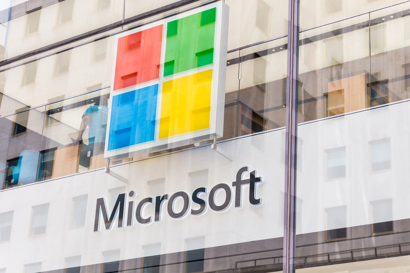 NEW YORK, USA - MAY 15, 2019: Microsoft store in Manhattan. Microsoft is world's largest software maker dominant in PC operating systems, office apps and web browser market