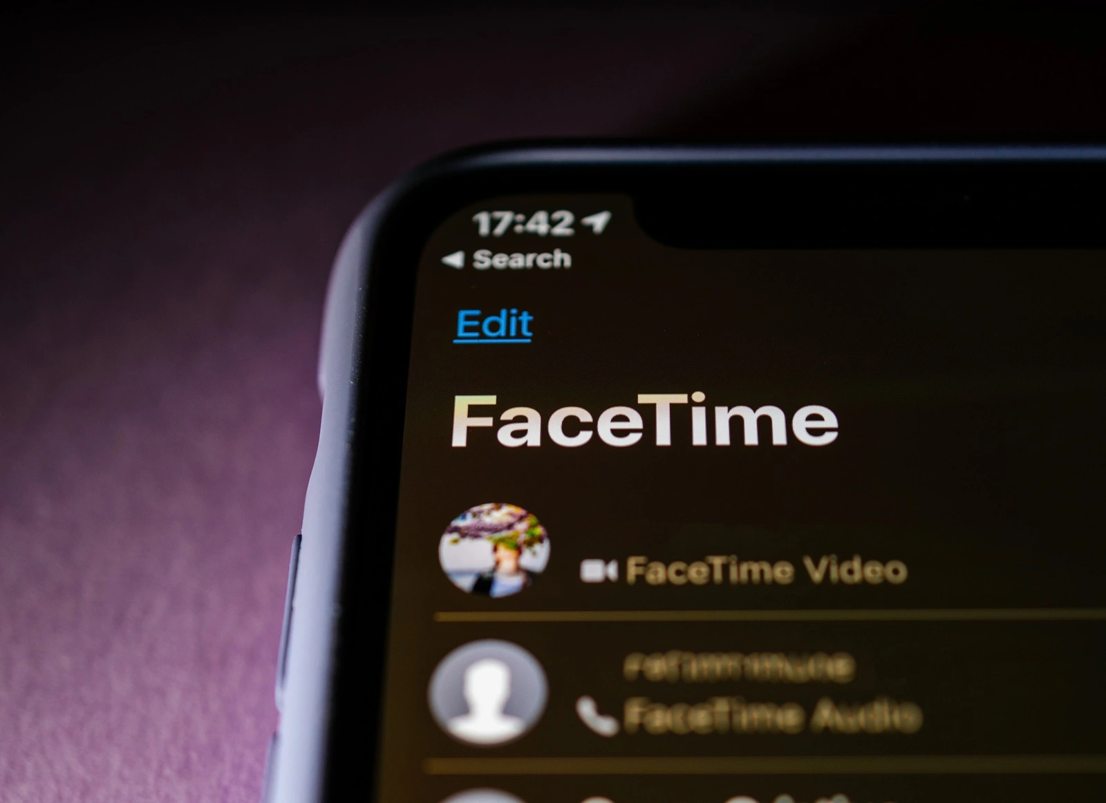 Paris, France - Jan 30, 2018: Face time call on the Apple iPhone XS with FaceTime Video and Audio the proprietary videotelephony product developed by Apple Inc