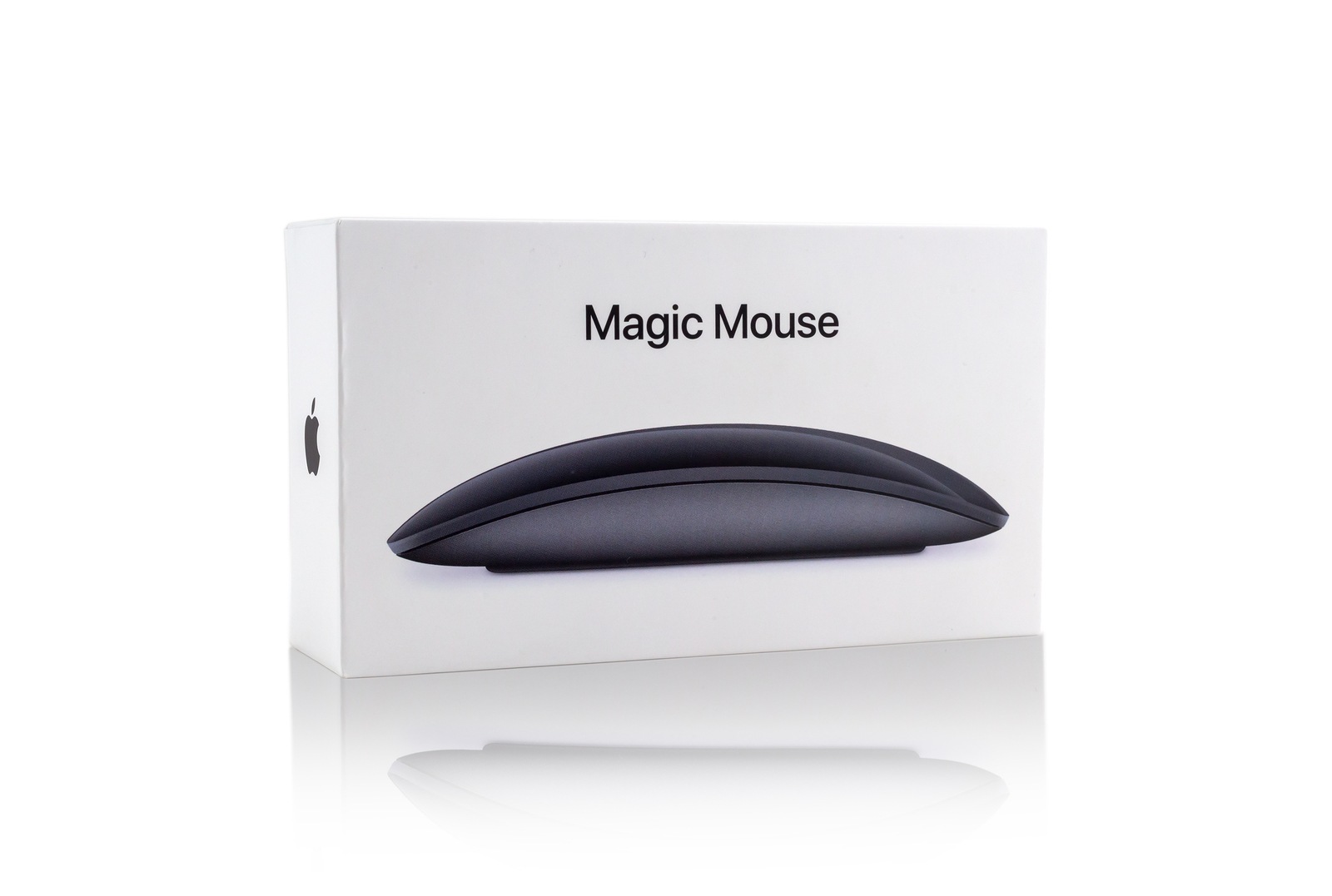 Rostov-on-Don, Russia - November 2018. Magic Mouse 2 color "Space Grey". Computer mouse from the company Apple in the box on a white background.