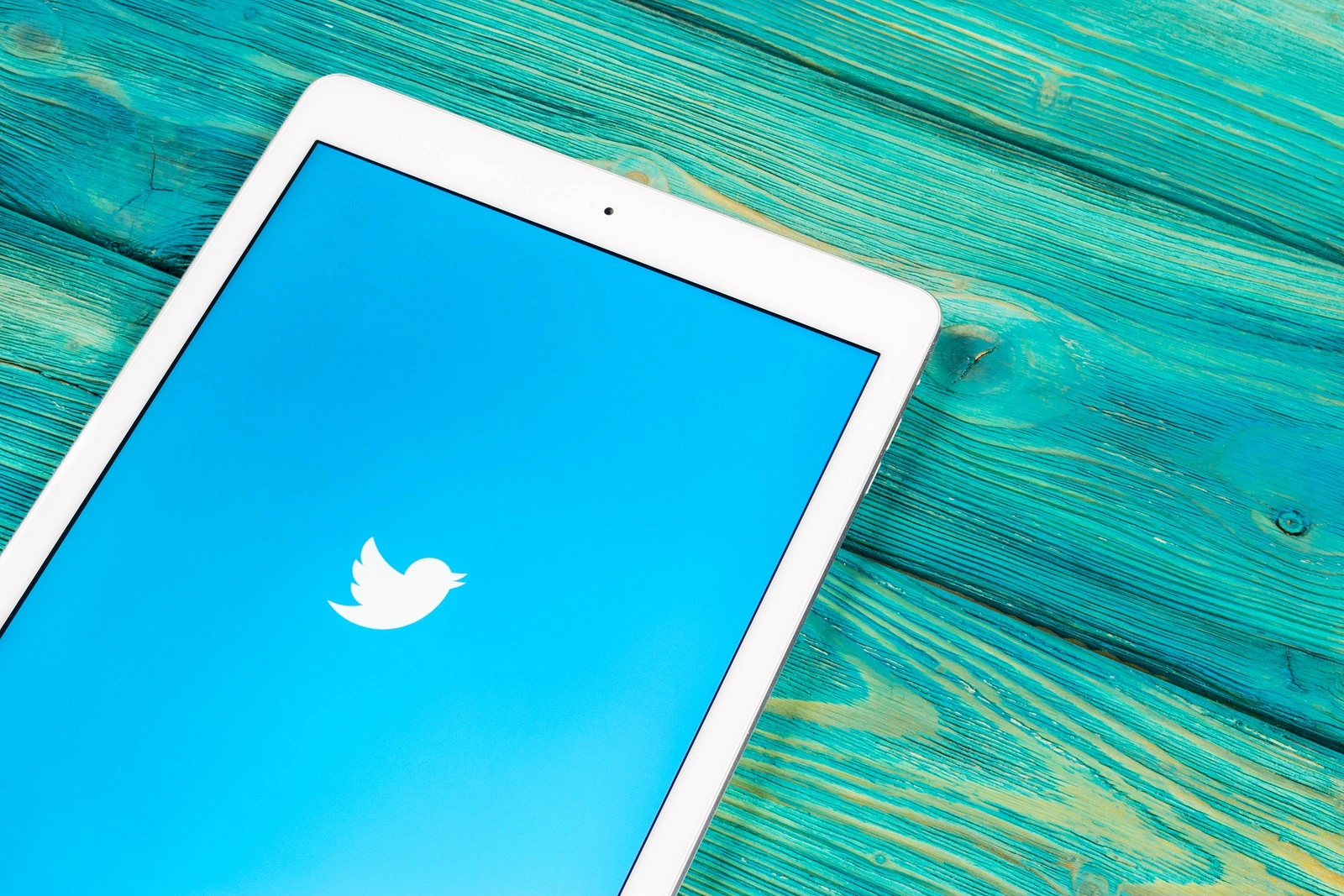 Saint-Petersburg, Russia, April 1, 2018: Twitter application icon on Apple iPad smartphone screen close-up. Twitter app icon. Social media icon. Social networks