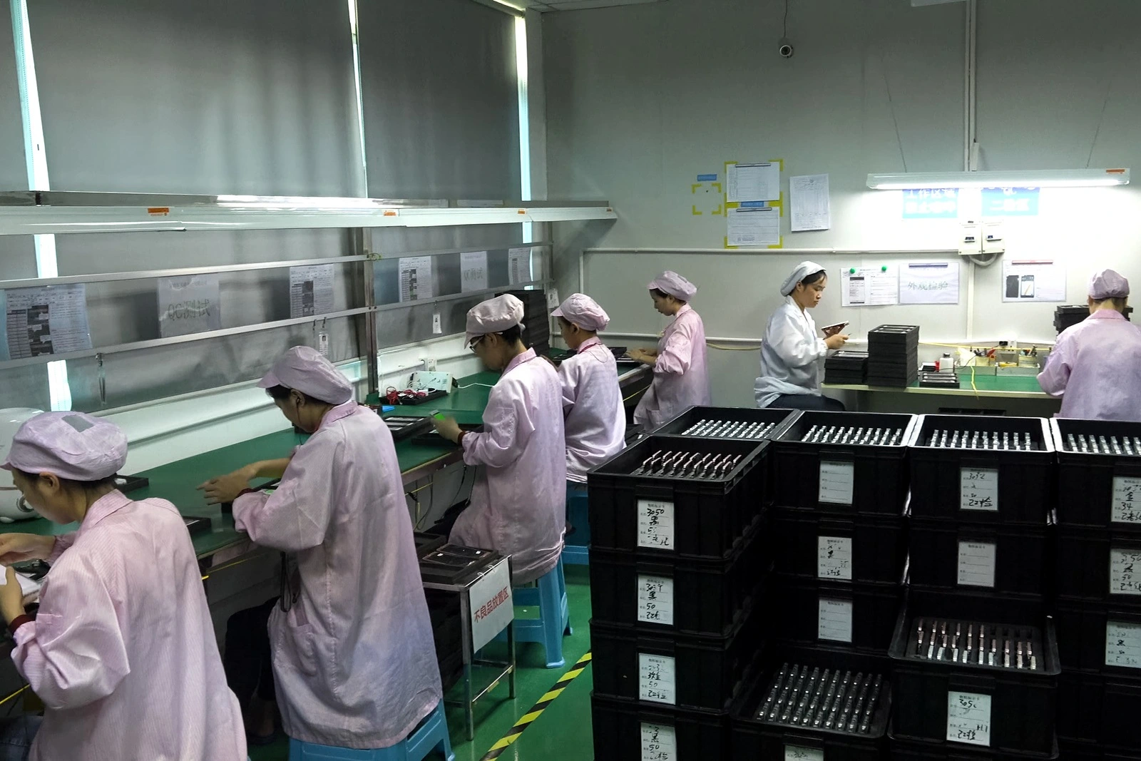 Shenzhen, China - October 20, 2017: Ulefone factory, assembling and quality control of smartphones at the factory of their production.
