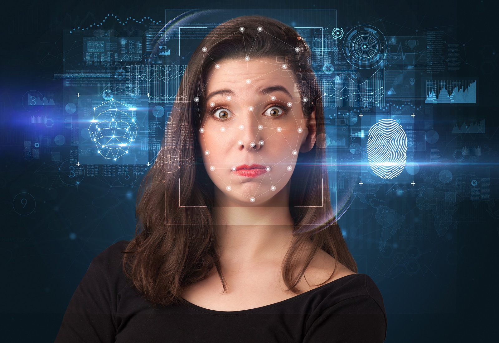 Biometric verification - face and fingerprint detection concept