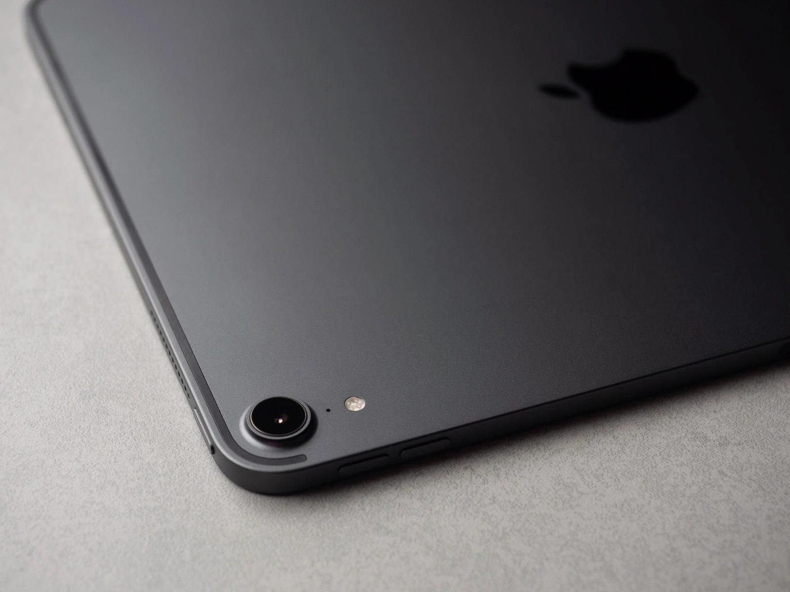 Chiang Rai, Thailand: September 12, 2019 - Close-up image New Apple iPad Pro 11 inch 2018 camera with Apple logo.