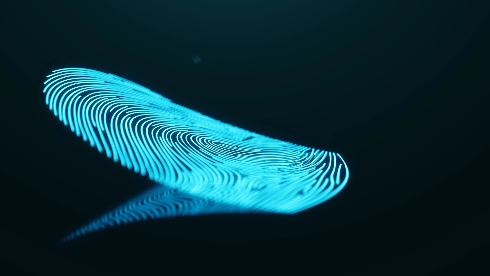 3D illustration Fingerprint scan provides security access with biometrics identification. Concept fingerprint protection. Finger print with binary code. Concept of digital security