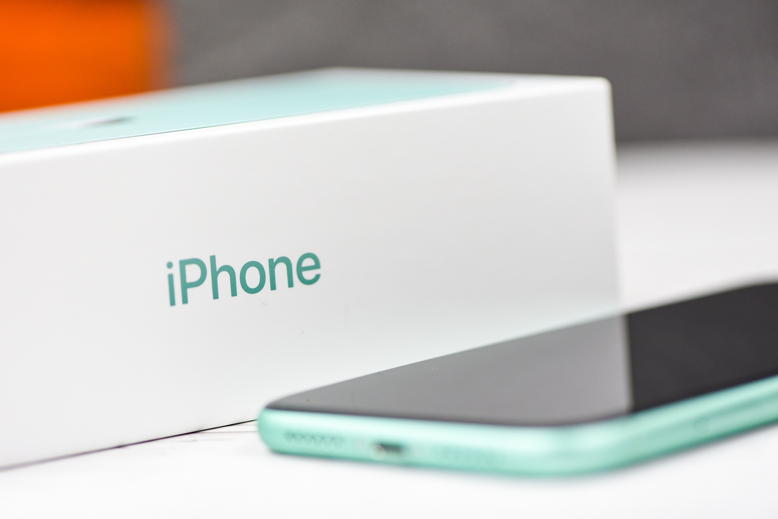 Bangkok, Thailand - November 30, 2019 : Smartphone New iPhone 11 green color and package box modern 2019 mobile phones / Buy a new mobile phone concept
