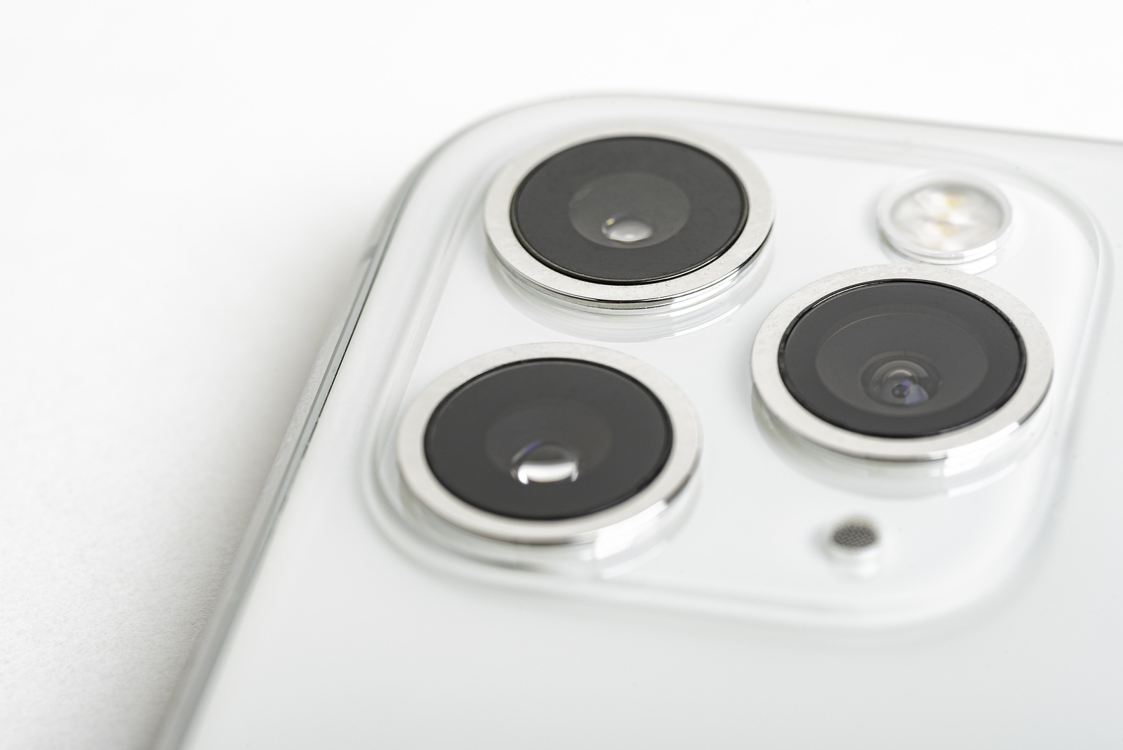Vidalia, Georgia / USA - September 27, 2019: A studio product shot of Apple's iPhone 11 Pro Max mobile phone in silver set on white background.
