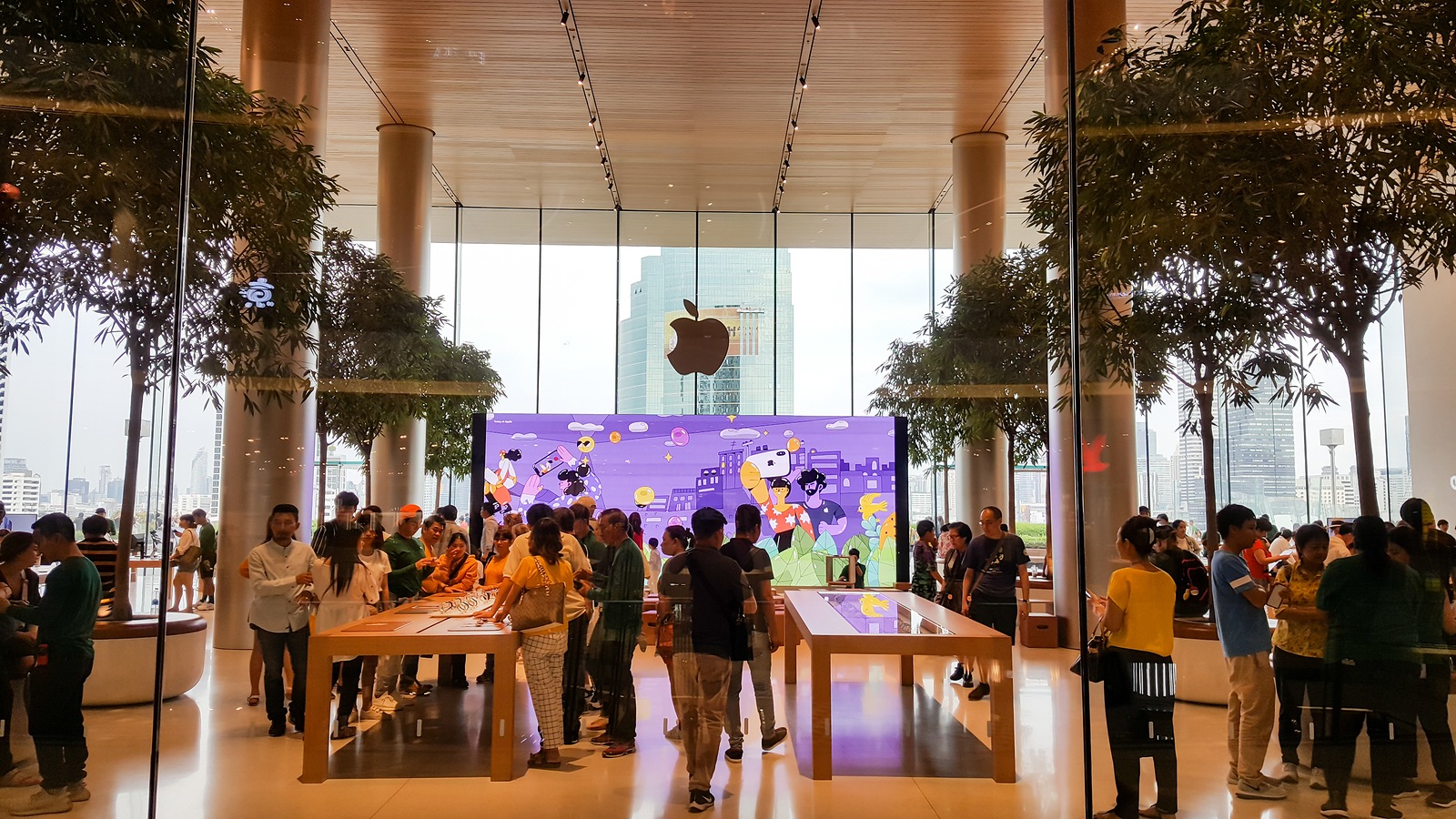 BANGKOK, THAILAND - MAY 6, 2019: Apple Store Iconsiam branch, the first official Apple store in Thailand has been opening for servicing many of people who are interested in Apple's product, this store opened since November 9, 2018
