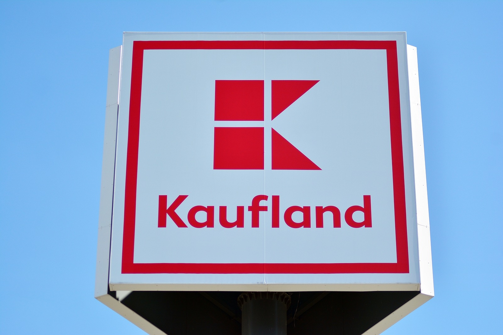 Warsaw, Poland. April 17, 2019. Sign Kaufland. Company signboard Kaufland.