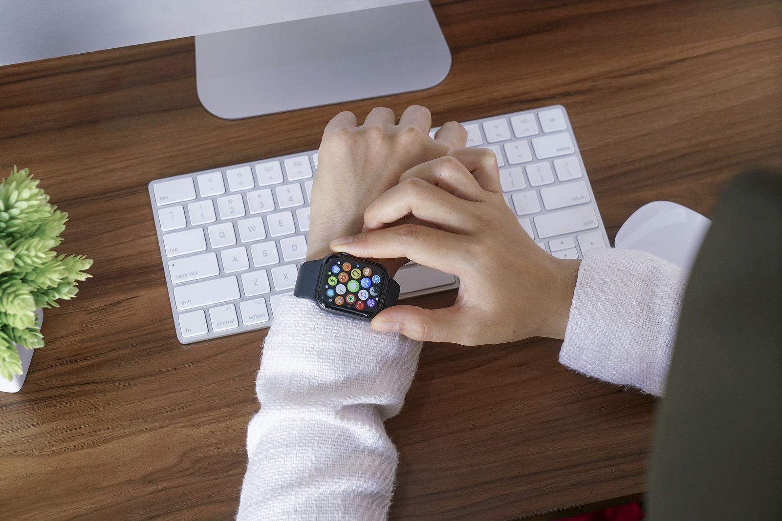 Bali Indonesia June 12, 2020 : female hands using with apple, Apple Watch is a line of smartwatches designed, developed, and marketed by Apple Inc.