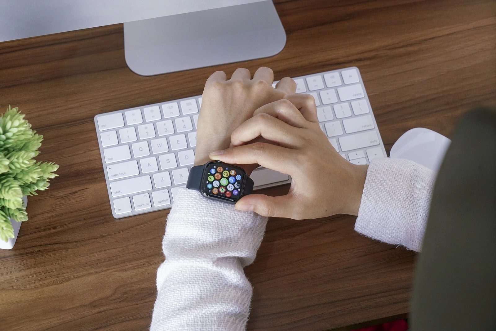 Bali Indonesia June 12, 2020 : female hands using with apple, Apple Watch is a line of smartwatches designed, developed, and marketed by Apple Inc.