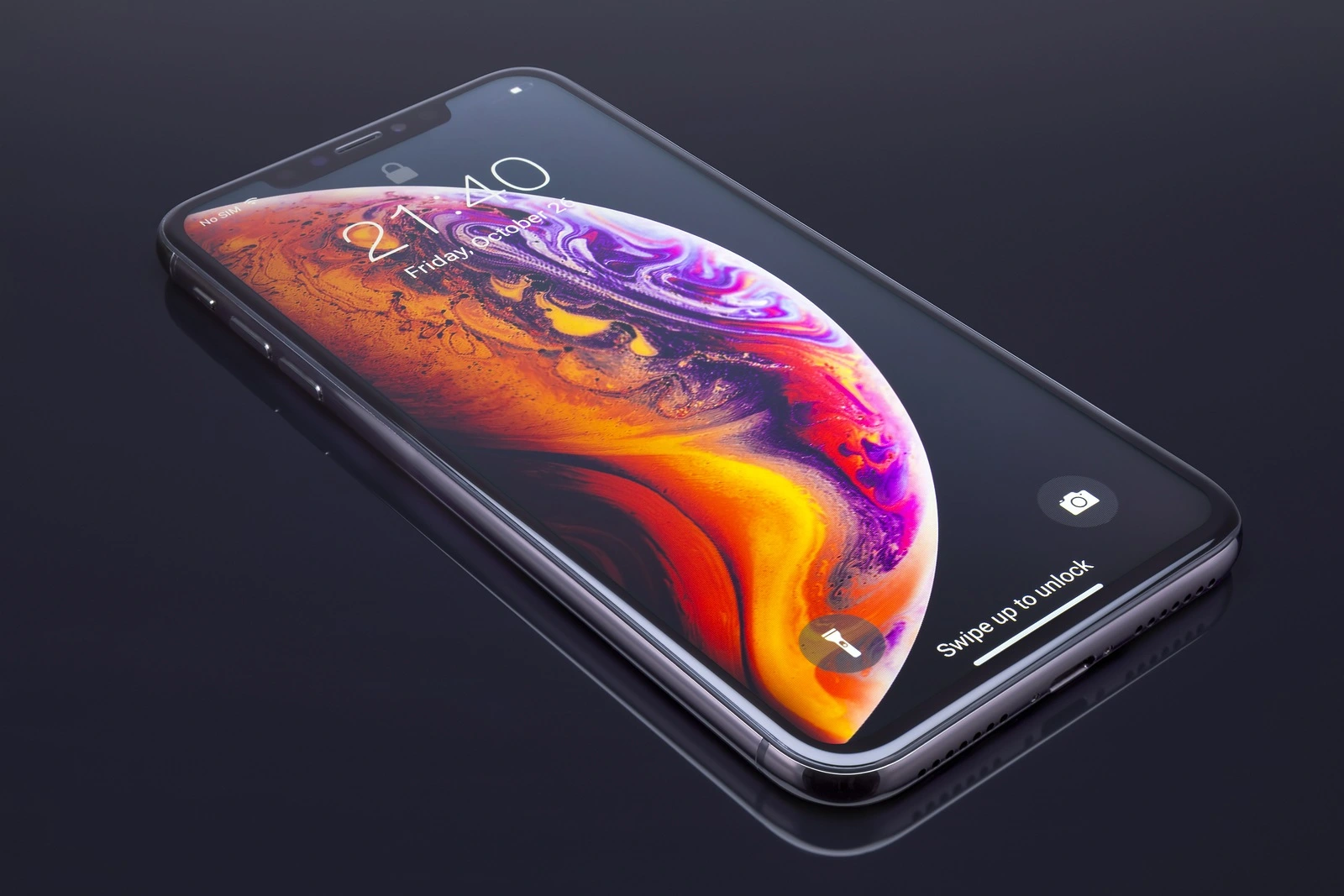 Galati, Romania - October 26, 2018: Apple launch the new smartphone iPhone XS and iPhone XS Max. iPhone Xs Max on black background.