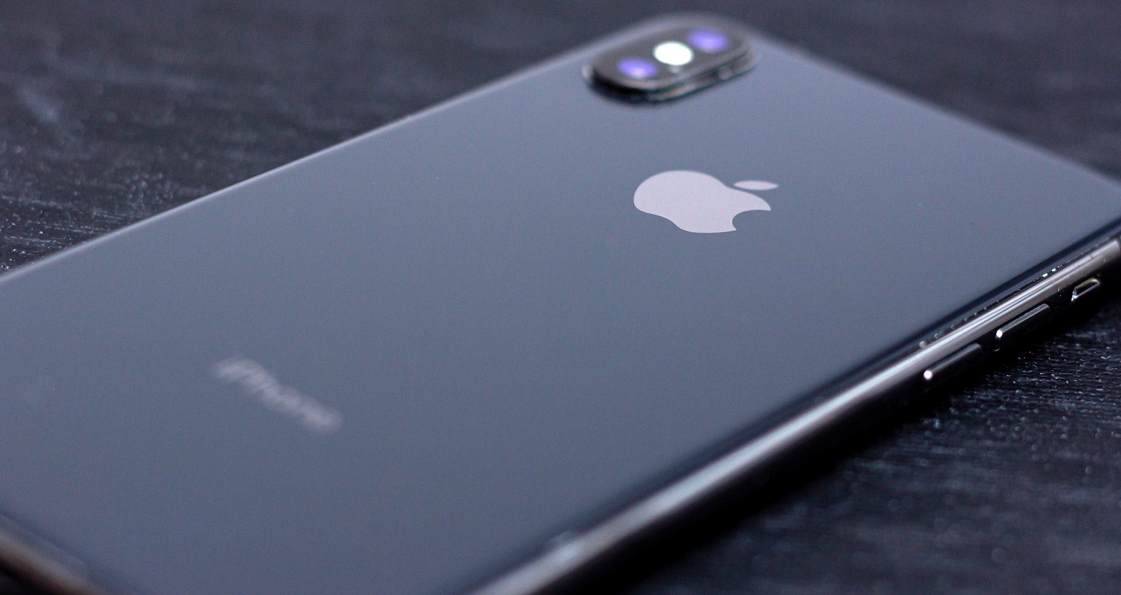 GERMANY, HAMM, February 20, 2020: Black iPhone X logo, back panel with logo.