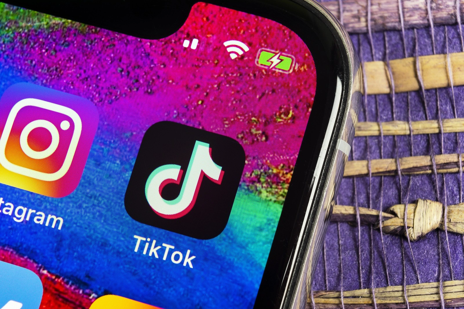 Helsinki, Finland, February 17, 2019: Tik Tok application icon on Apple iPhone X screen close-up. Tik Tok icon. tik tok application. Tiktok social media network. Social media icon