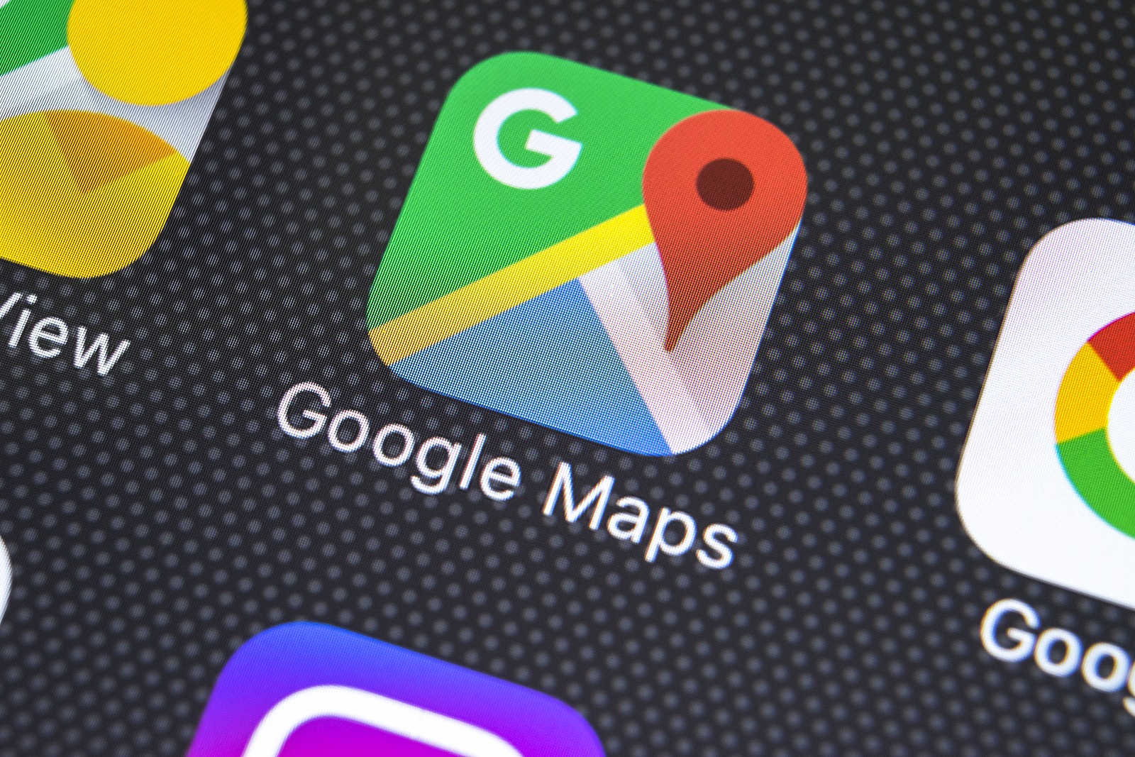 Saint-Petersburg, Russia, February 20, 2018: Google Maps application icon on Apple iPhone X screen close-up. Google Maps icon. Google maps application. Social media network