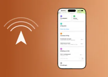 AirTag precision finding in the Find My app: the item view with the buttons for playing a sound and searching, including the nearby hint