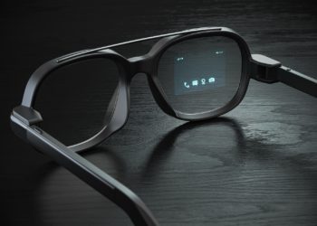 Smart glasses with projection on the screen. VR virtual reality and AR augmented reality technology concept. 3d illustrations