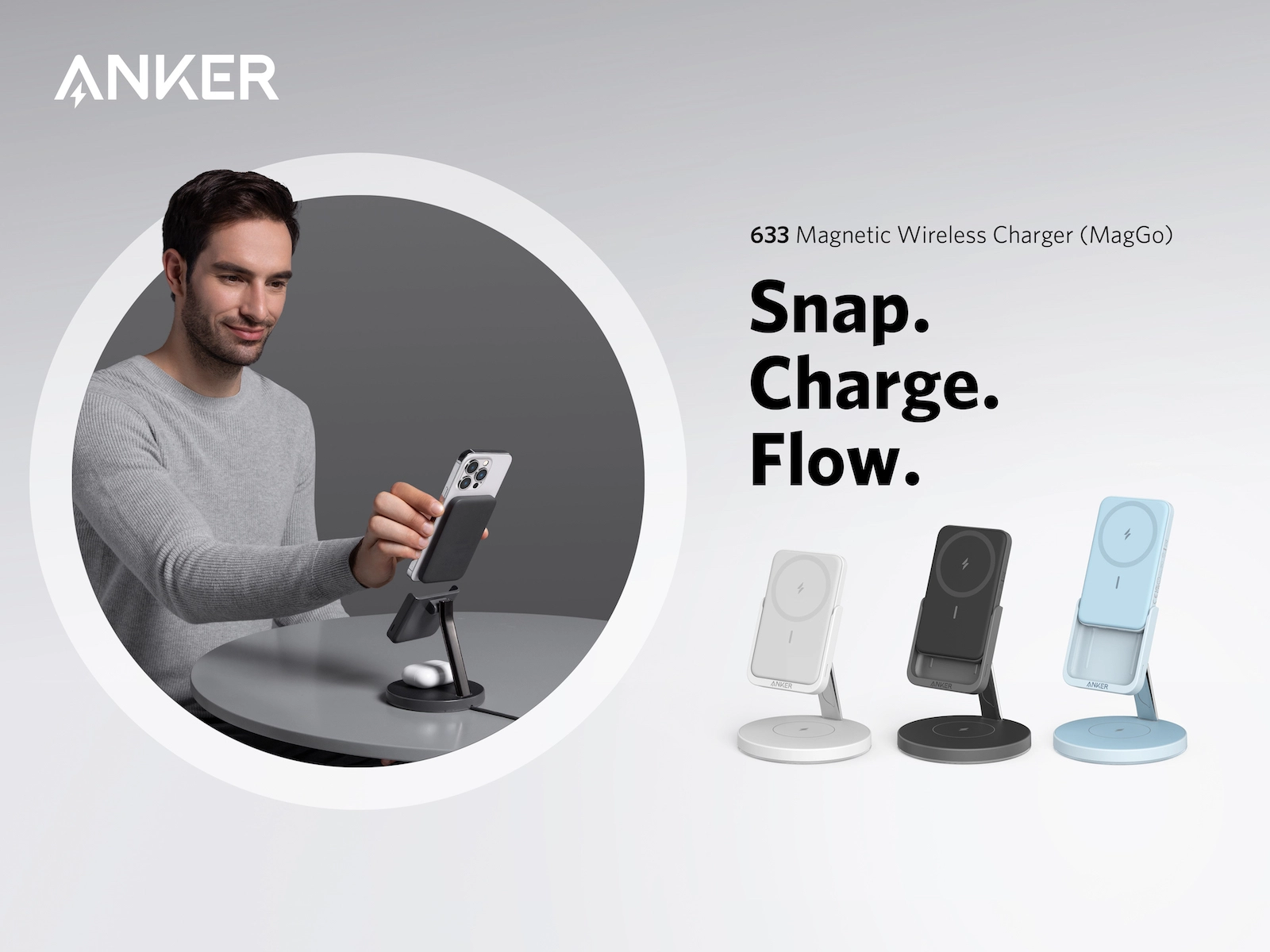 Anker 2-in-1 charging station with removable magnetic battery in hands-on