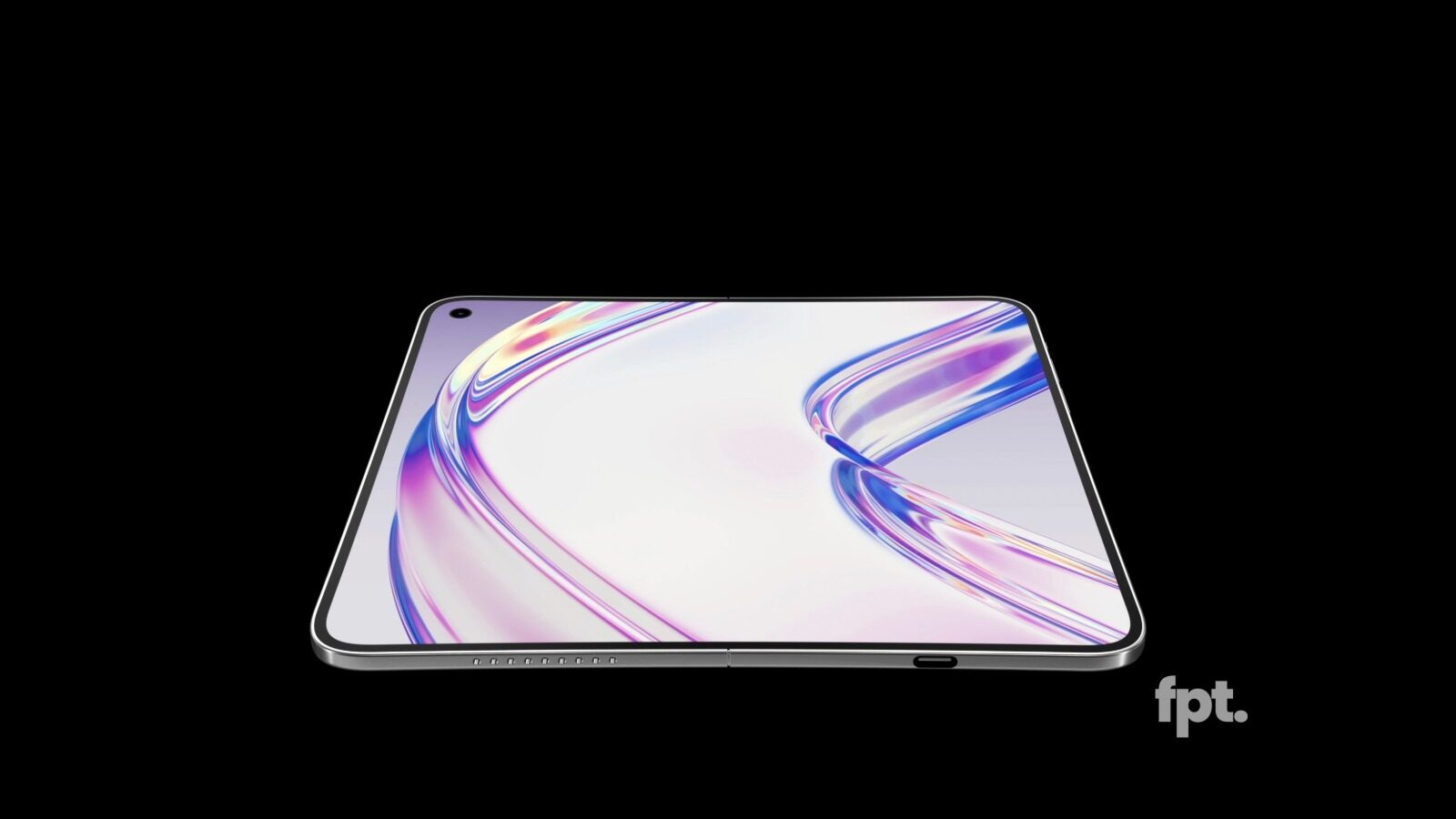Concept design of the iPhone Ultra in its unfolded state with a large inner display