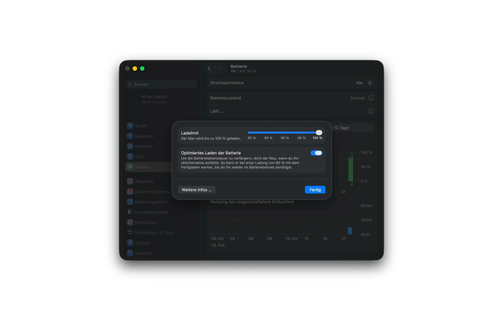 macOS 26.4 Battery Charging Limit