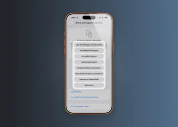 Reset iPhone: selection menu showing seven options from All Settings to Location and Privacy
