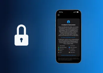 Advanced Data Protection for iCloud: iPhone showing the Advanced Data Protection settings page with the list of protected data and the Turn On option, next to a padlock