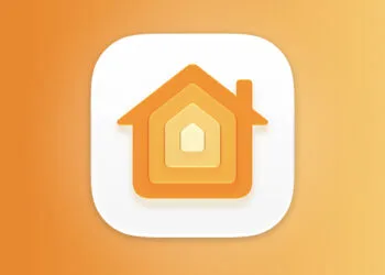 Apple HomePad: Home app icon on an orange gradient background