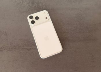 iPhone 17 Pro Max in silver with visible back on a dark background