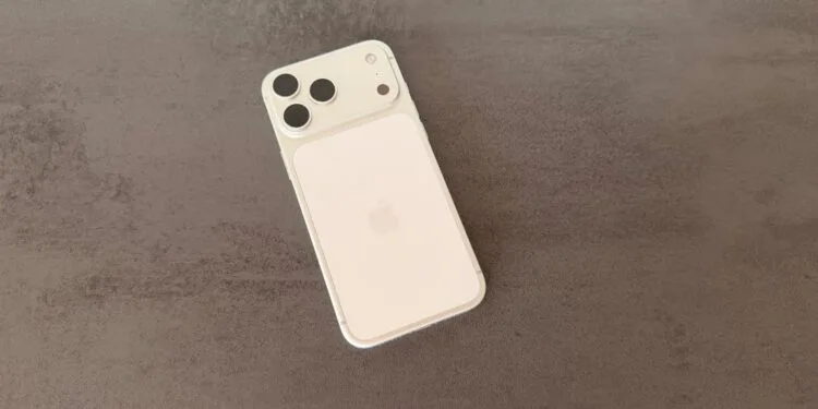 iPhone 17 Pro Max in silver with visible back on a dark background