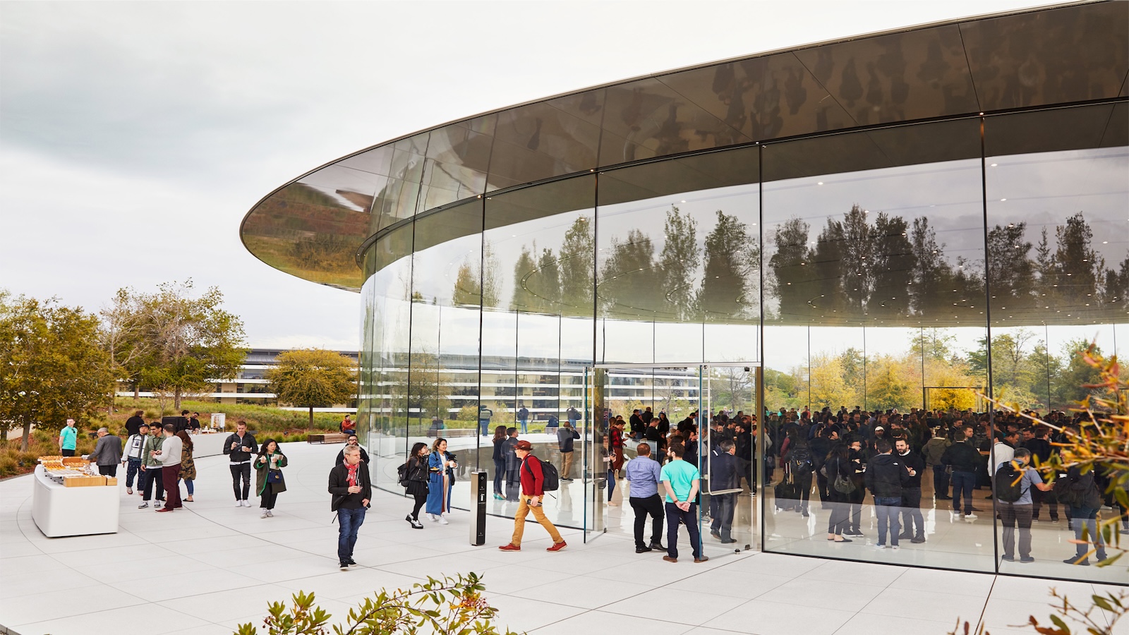 Guests outside the Steve Jobs Theater at Apple Park, where Apple will also hold its September event in 2026