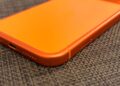 Bottom edge of an orange iPhone 17 Pro Max, whose successor is expected to get the A20 Pro