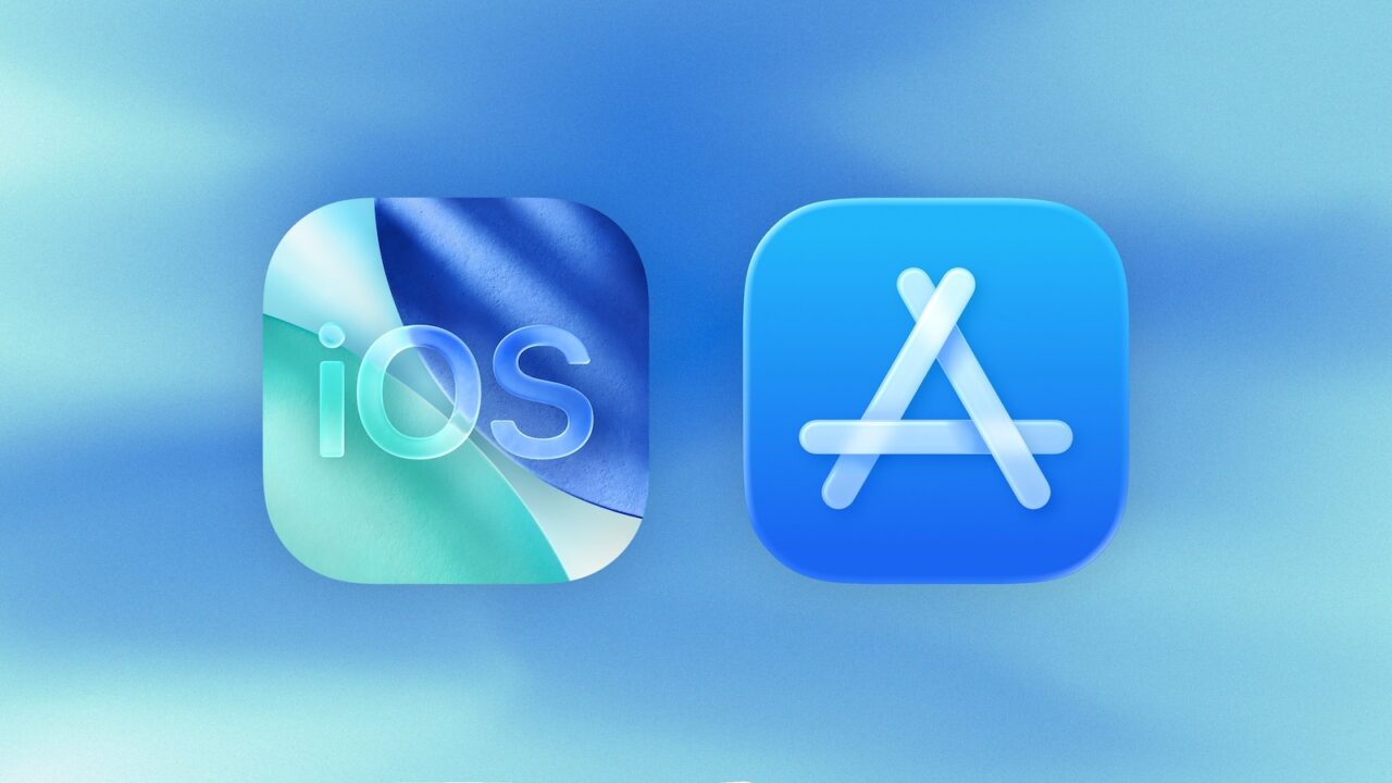iOS and App Store icons side by side on a blue gradient, as new App Store business terms take effect in the EU in October