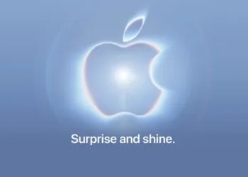 Apple's invitation to the September event with a glowing logo and the tagline Surprise and shine