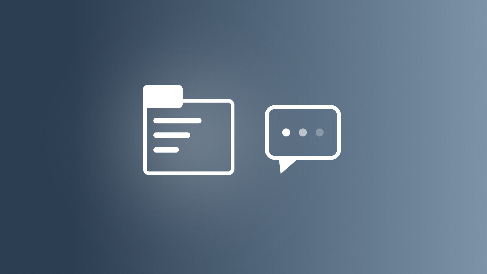 Drawn case folder next to a speech bubble with fading dots on a blue-grey gradient, symbolic image for the Apple versus Prosser lawsuit