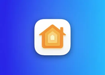 Home app icon on a blue gradient representing the Apple HomePad with profile detection
