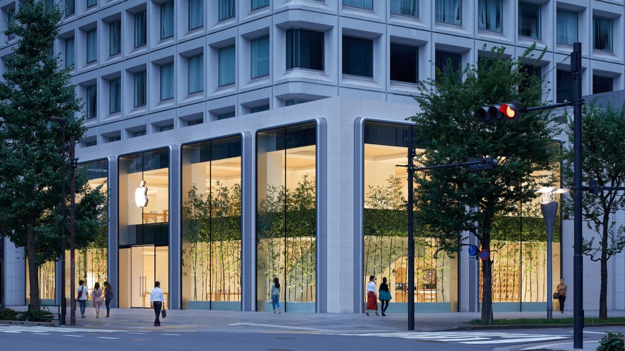 Illuminated Apple Store at a Tokyo intersection, as Redburn bases its Apple price target on expected iPhone sales