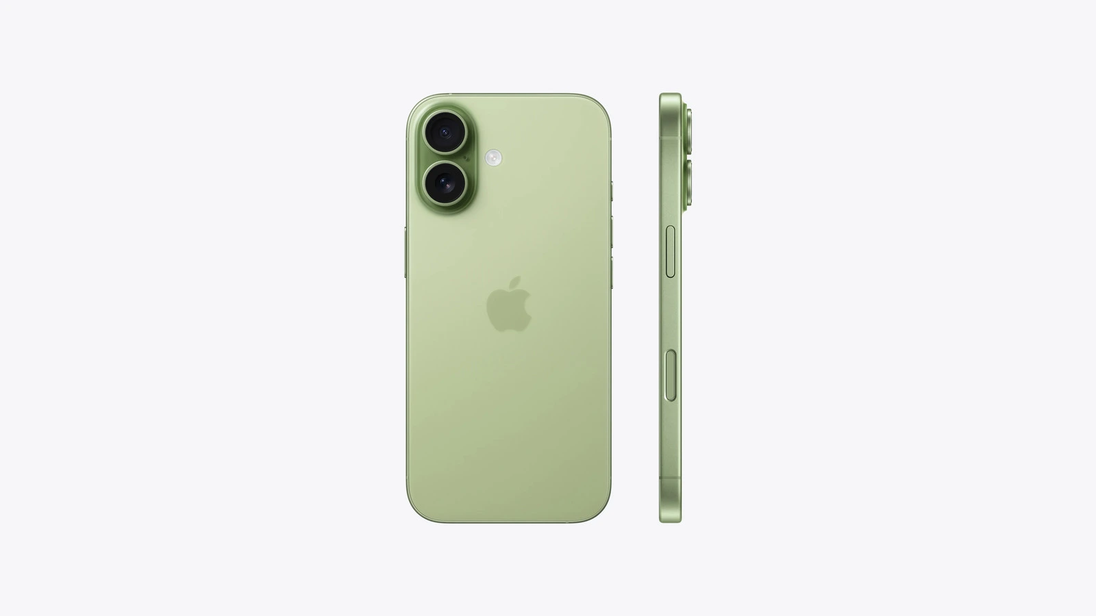 iPhone 17 in sage seen from the back and side, the base model driving Apple's share of the premium smartphone market