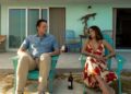 Vince Vaughn and Natalie Martinez in Bad Monkey season two outside a Florida beach house
