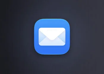 Mail app icon on a dark gradient illustrating the Hide My Email feature