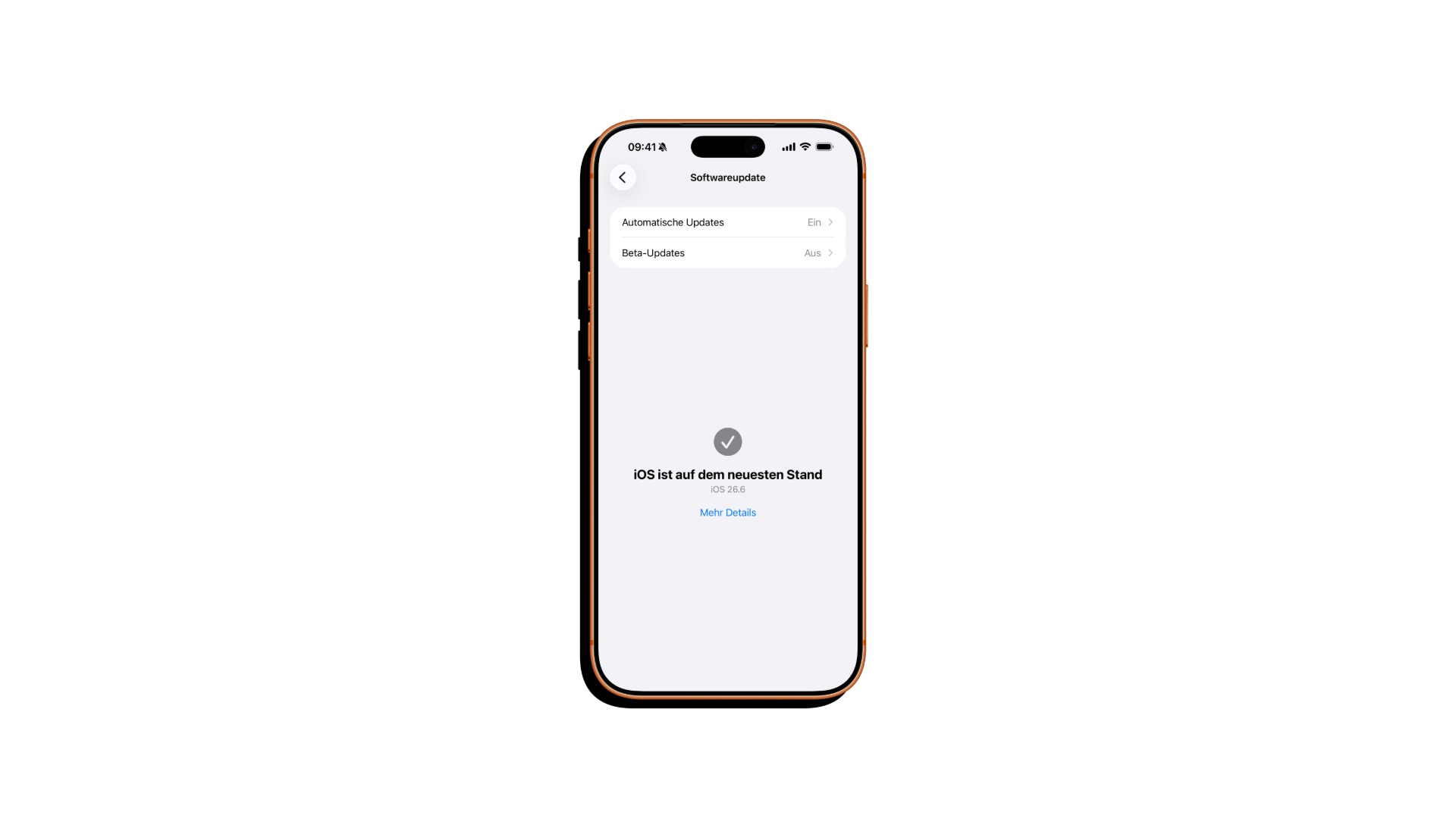 iPhone screenshot of the Software Update screen in Settings and General, the device runs iOS 26.6 while iOS 26.6.1 is being tested internally