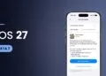 iPhone showing the software update settings with iOS 27 Beta 7 and the update button